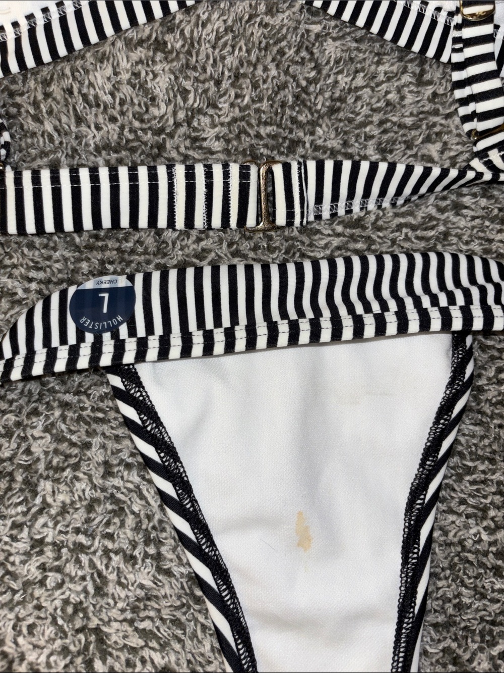 Hollister Black and White Vertical Stripe Bikini Set - Picture 3 of 3